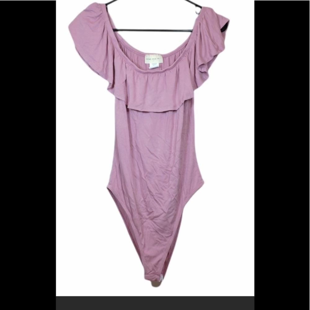 Enough about me pink ruffle body suit XL